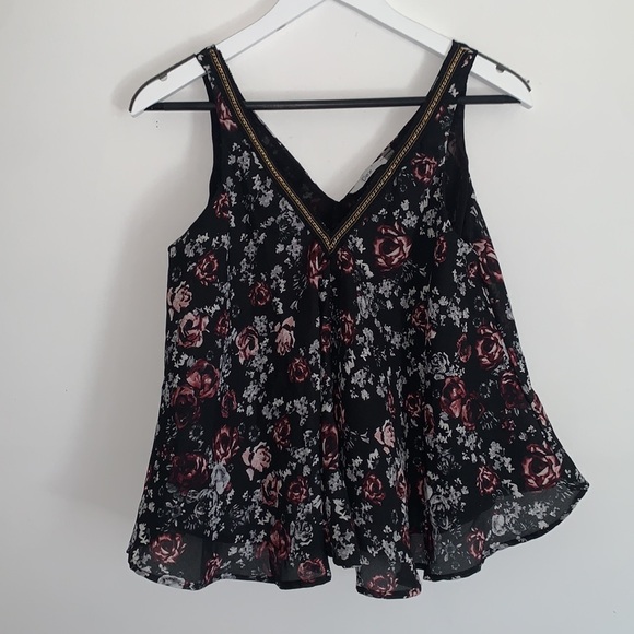 Dex V Neck Roses Blouse Size M - Picture 3 of 9